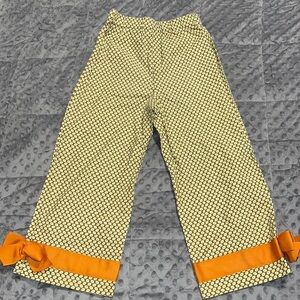 Kidbodies girls 6 boutique style pants with bows on legs avacado green orange